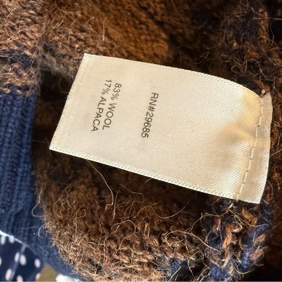 Pendleton Wool Alpaca Cardigan Sweater Open Front Brown Blue Pockets Petite M - Picture 11 of 13